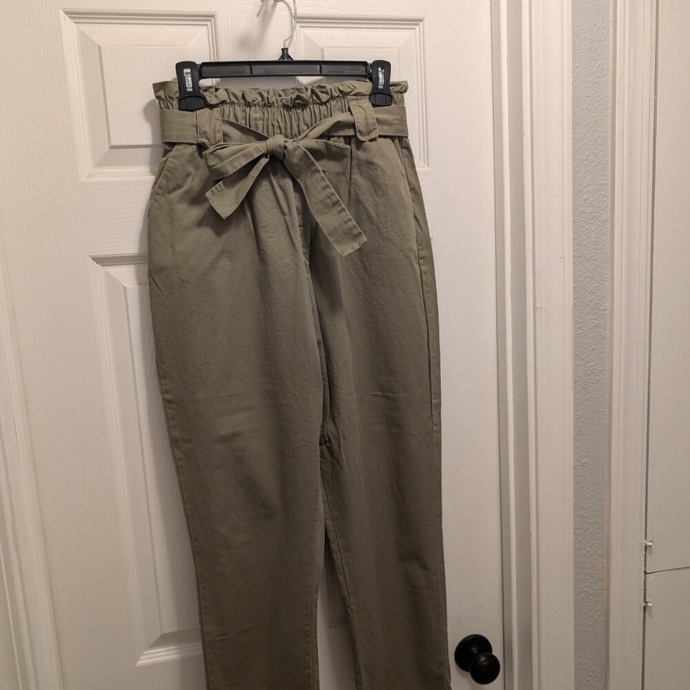 Olive Green Paperbag Pants/Trousers